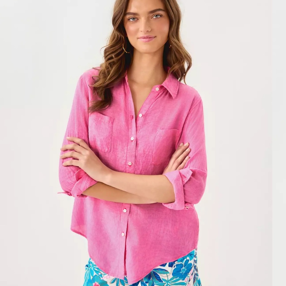 Lilly Pulitzer Vibrant Pink Button-Down Shirt